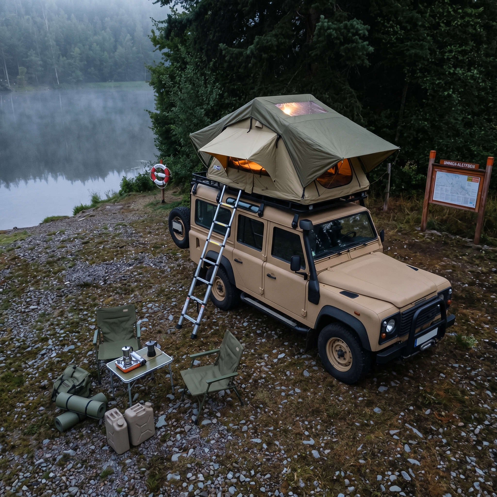 Alpine 2 rooftop tent mounted on a vehicle